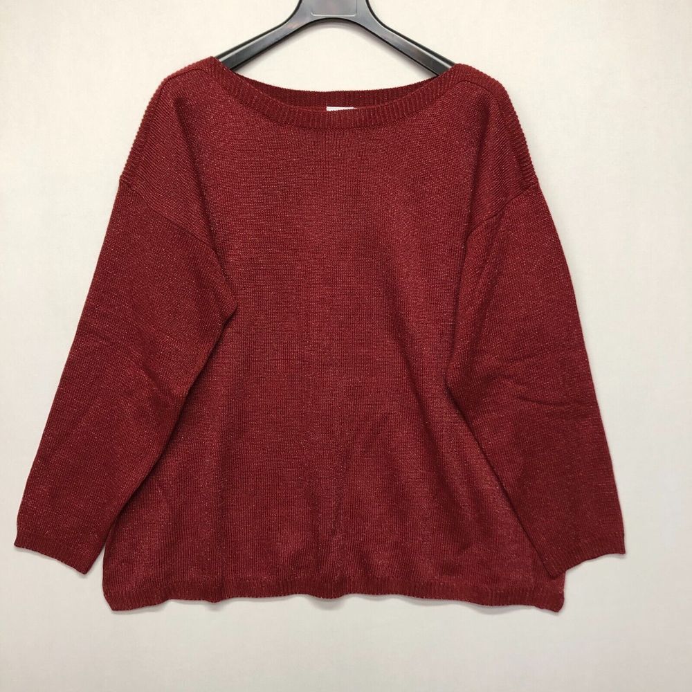 BFA Classics Women Pullover Knit Sweater Size 3X Red Round Neck Sparkle M131 -1